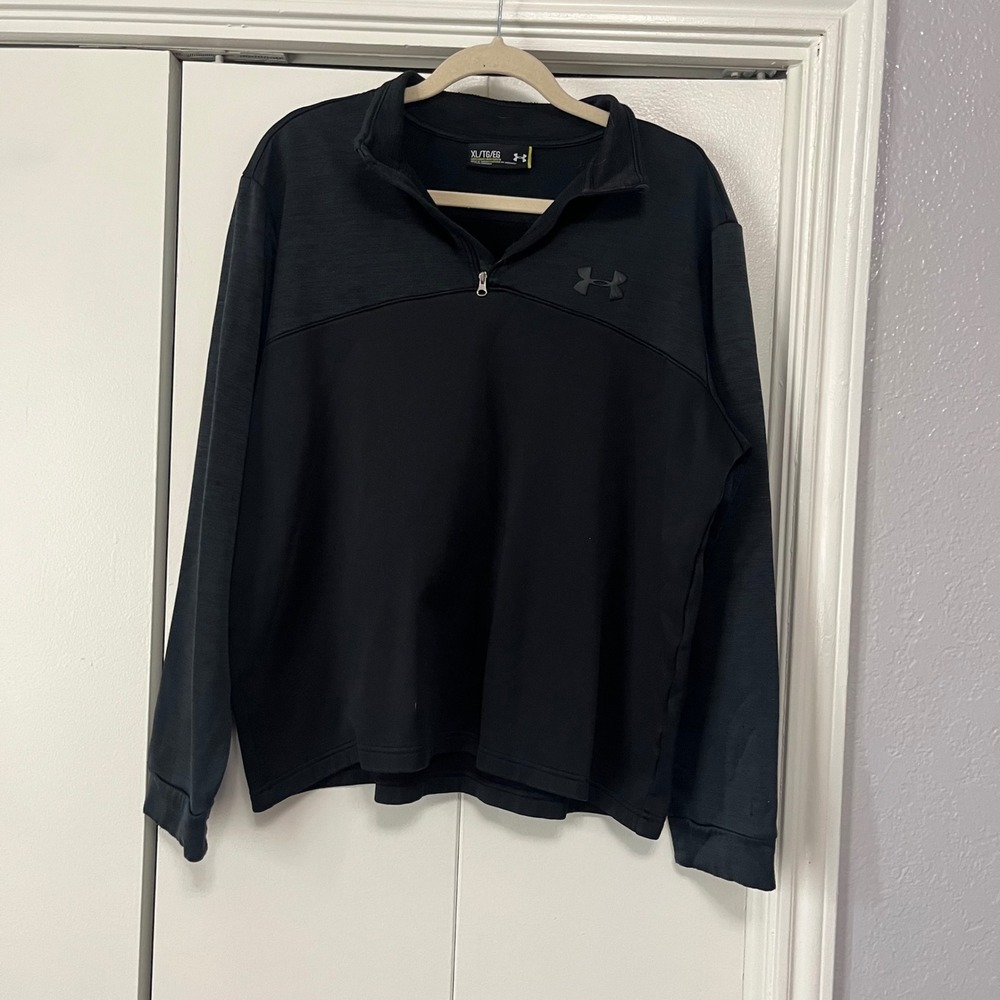 Under Armour Mens XL Black‎ Quarter Zip Pullover Loose Fit Athletic Sweatshirt